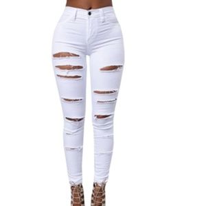 Ladies Fashion snug white pants